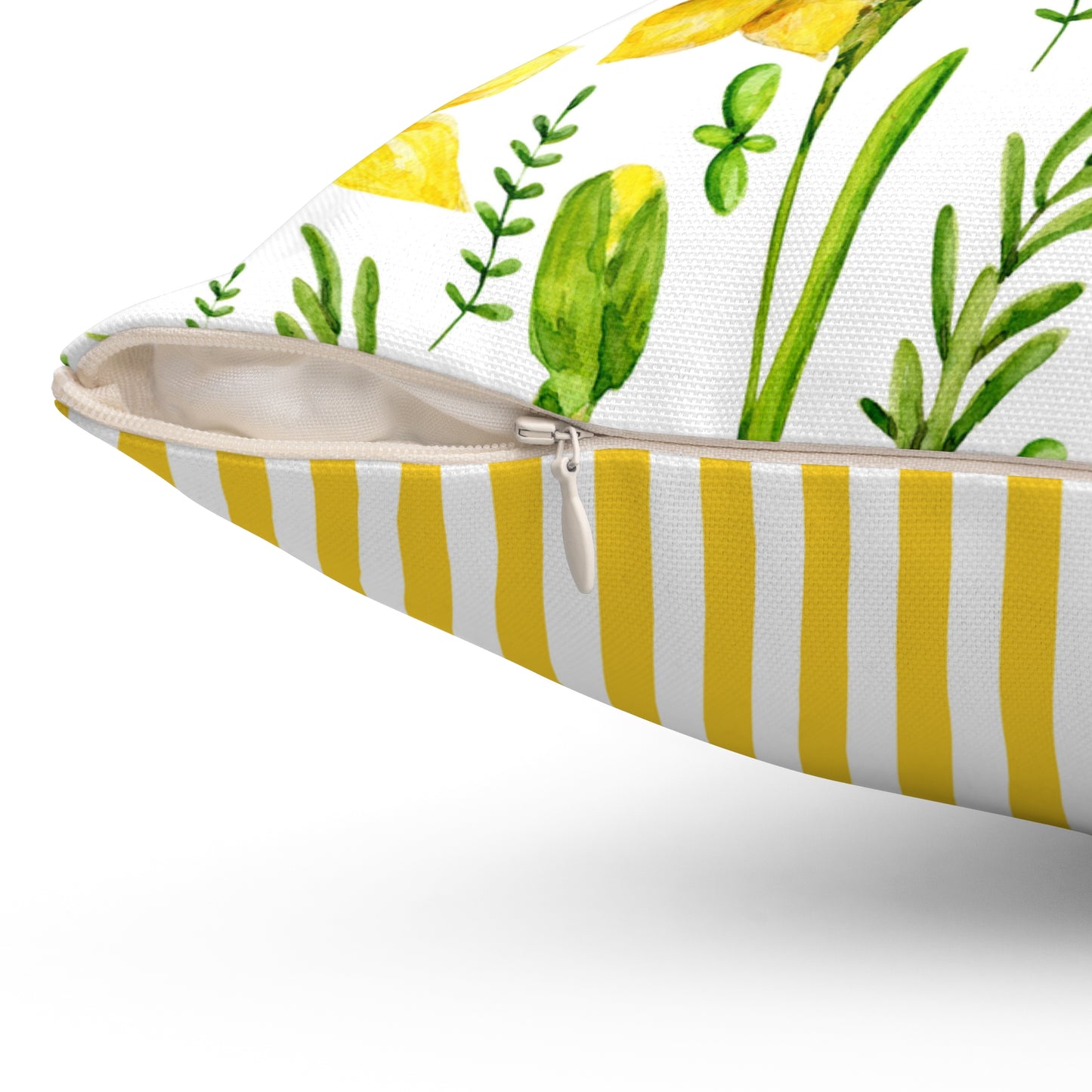 Daffodil Floral Pillow — Yellow Spring Floral Throw Pillow