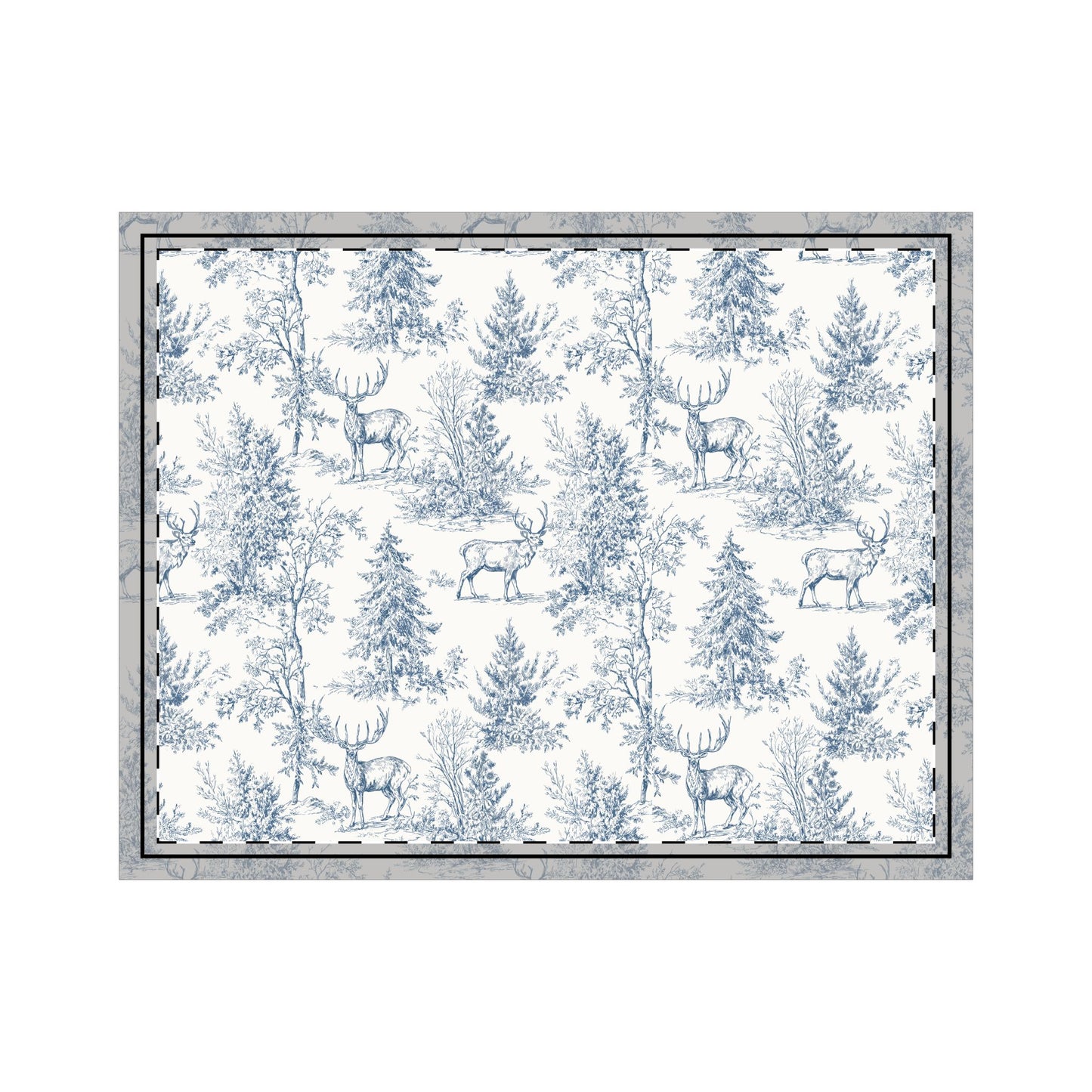 Woodland Toile Standard Pillow Sham – Soft Blue Forest & Deer Design