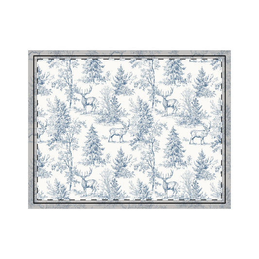 Woodland Toile Standard Pillow Sham – Soft Blue Forest & Deer Design