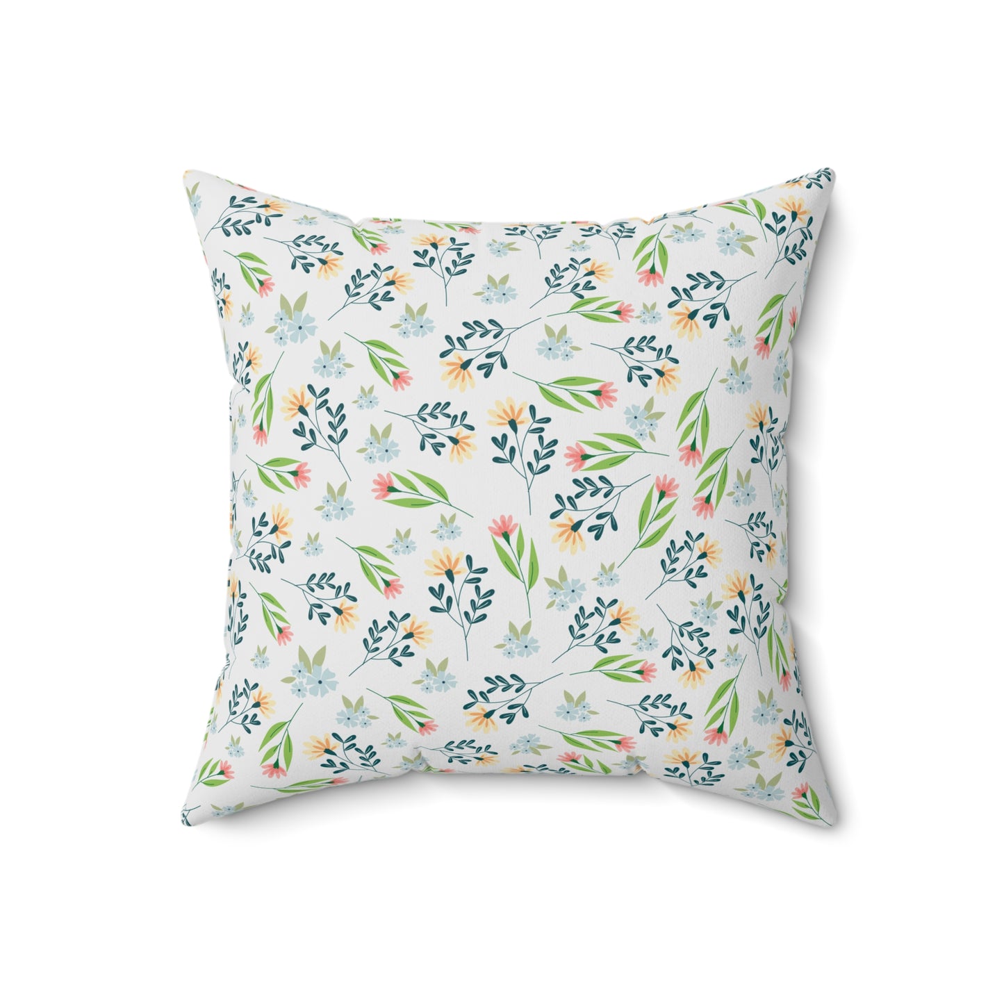 Floral Meadow Square Pillow — Pastel Botanical Throw Pillow