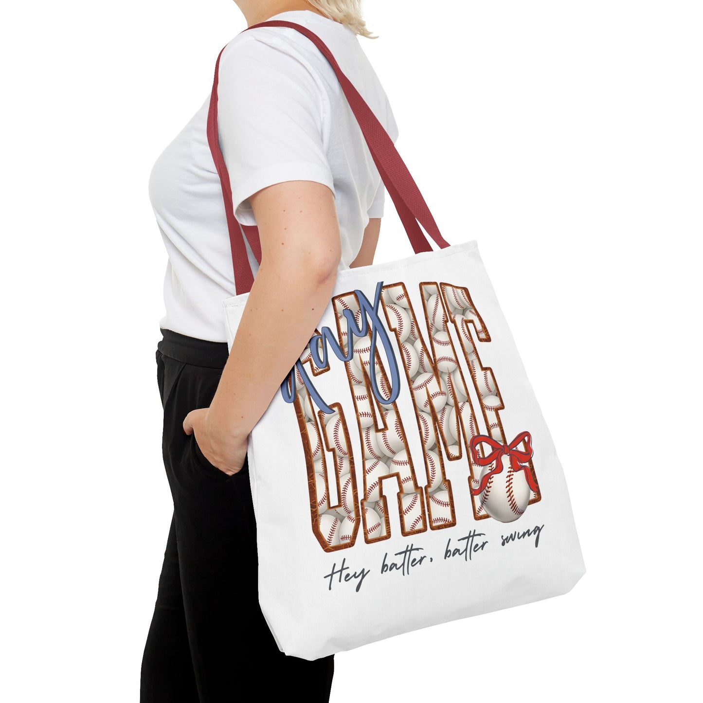 Mom Baseball Tote Bag — 'Hey Batter, Batter Swing'  Canvas Tote