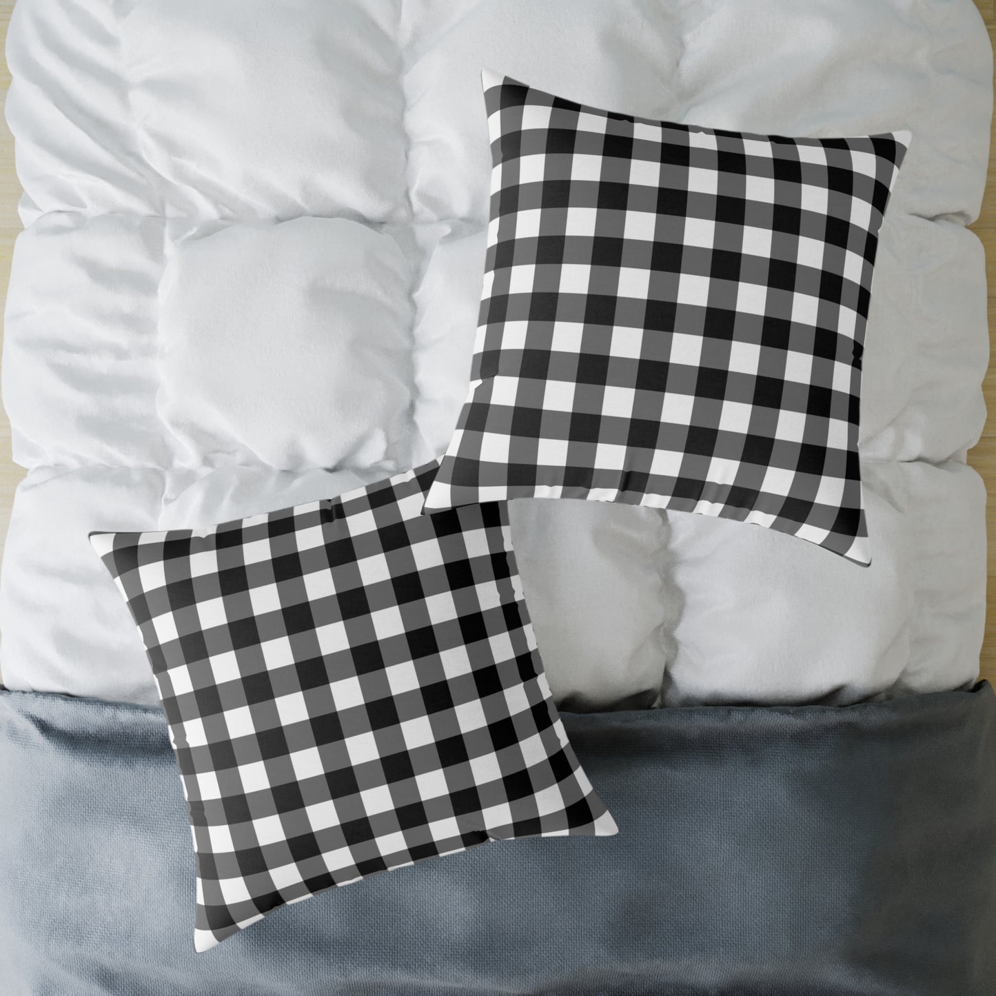 Stillwater Check Pillow – Black Gingham Neutral for Layered Home Styling Pairs beautifully with Joyful Gingham, Heirloom Plum, and all Peppermint Pickle signature prints.