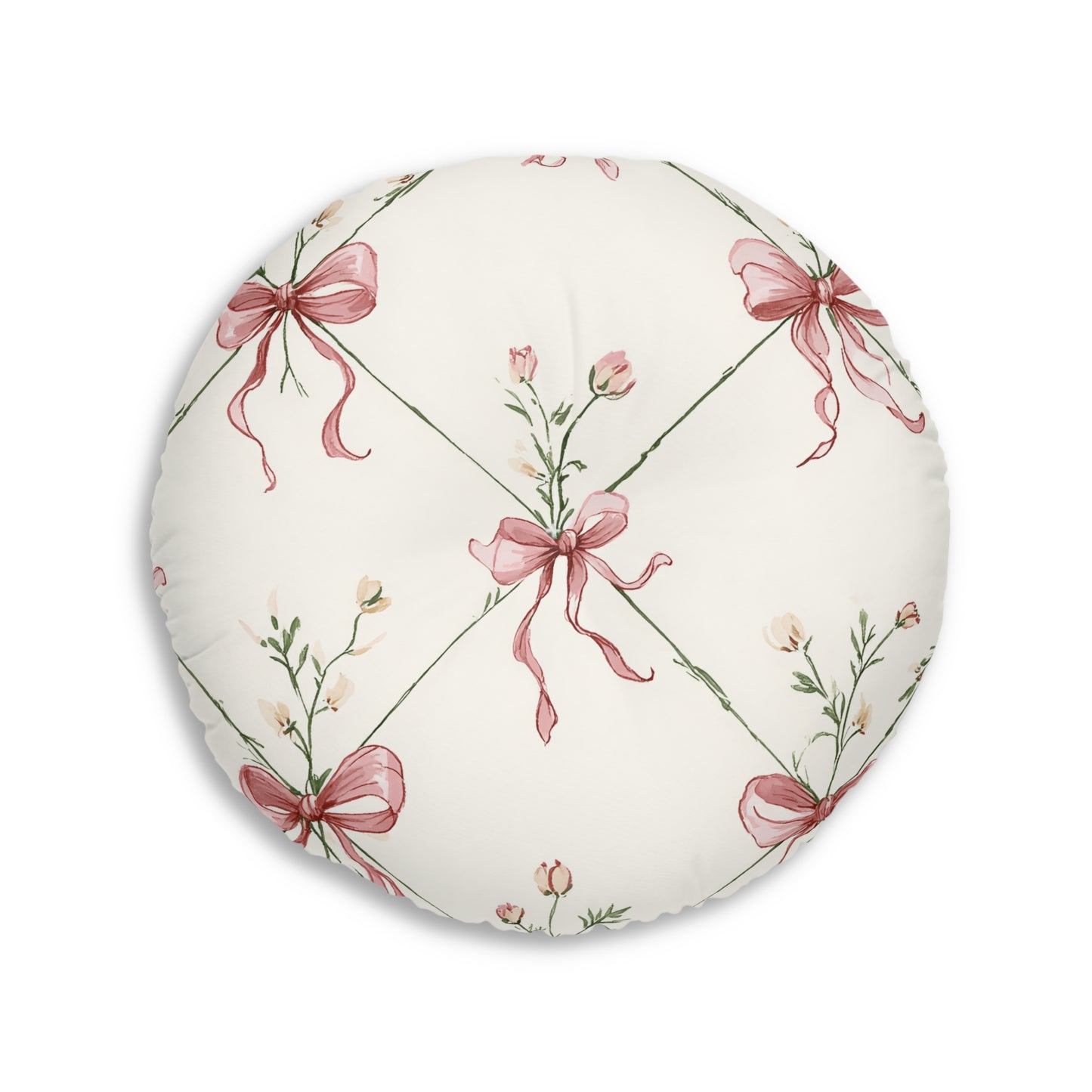 Bow Garden 30" Round Floor Pillow – Oversized Cotton Floor Cushion for Nurseries & Family Rooms