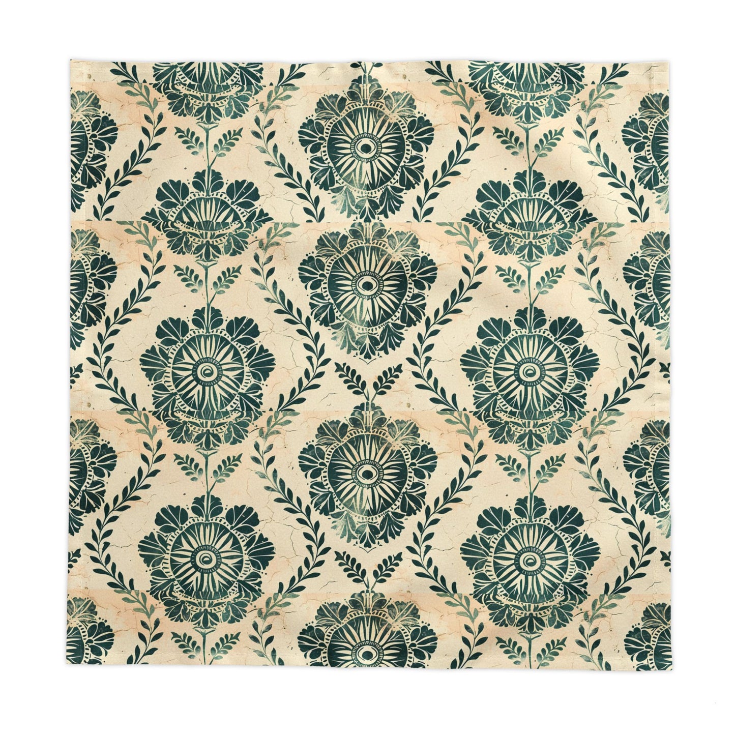 Verdant Medallion Tablecloth   Floral Damask Tablecloth — Green Vintage Medallion Pattern