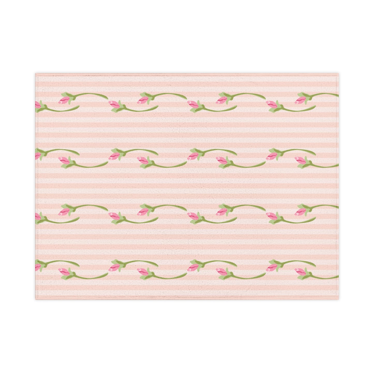 Toddler Blanket — Pink Floral Stripe Baby Blanket for Nursery, Soft Cozy Gift