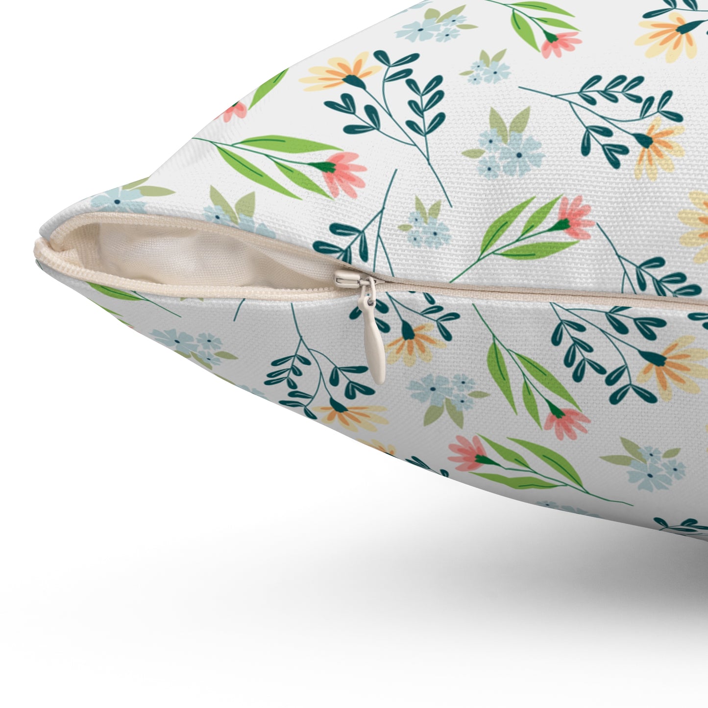 Floral Meadow Square Pillow — Pastel Botanical Throw Pillow