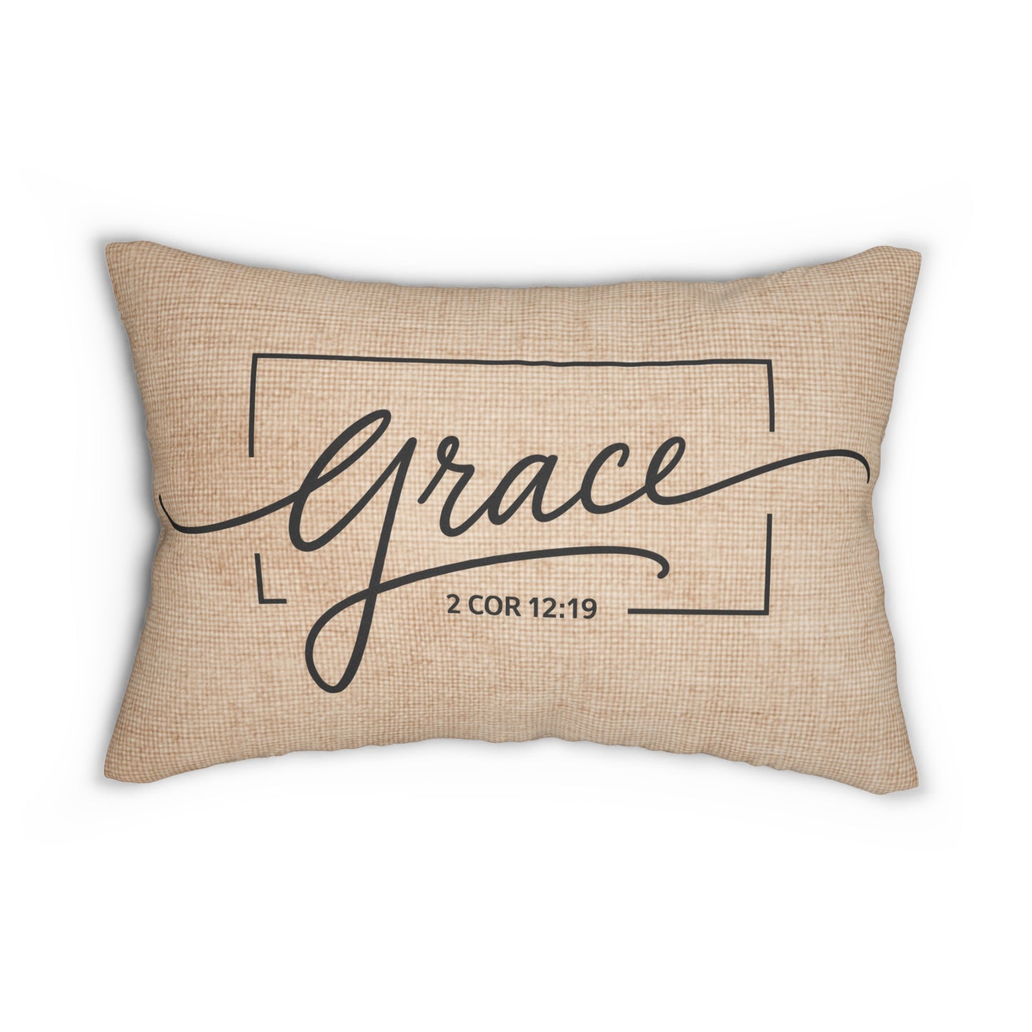 Peppermint’s Faith & Promise Pillows | Grace Lumbar Pillow – Scripture 2 Cor 12:19 Decorative Throw Pillow