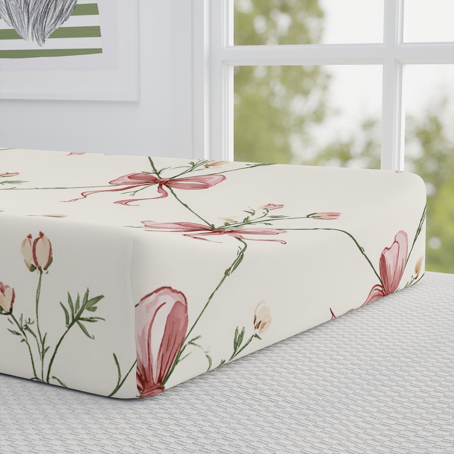Heirloom Bow Garden Changing Pad Cover