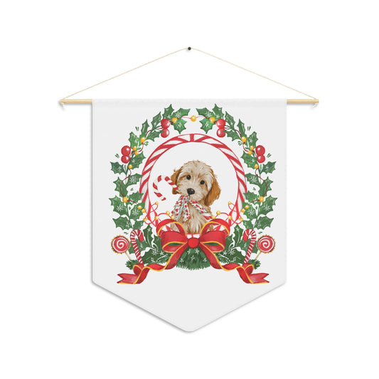Biscotti’s Christmas Bakery Door Hanger – Holiday Dog Front Door Decor | Candy Cane Puppy Christmas Porch Sign by Peppermint Pickle