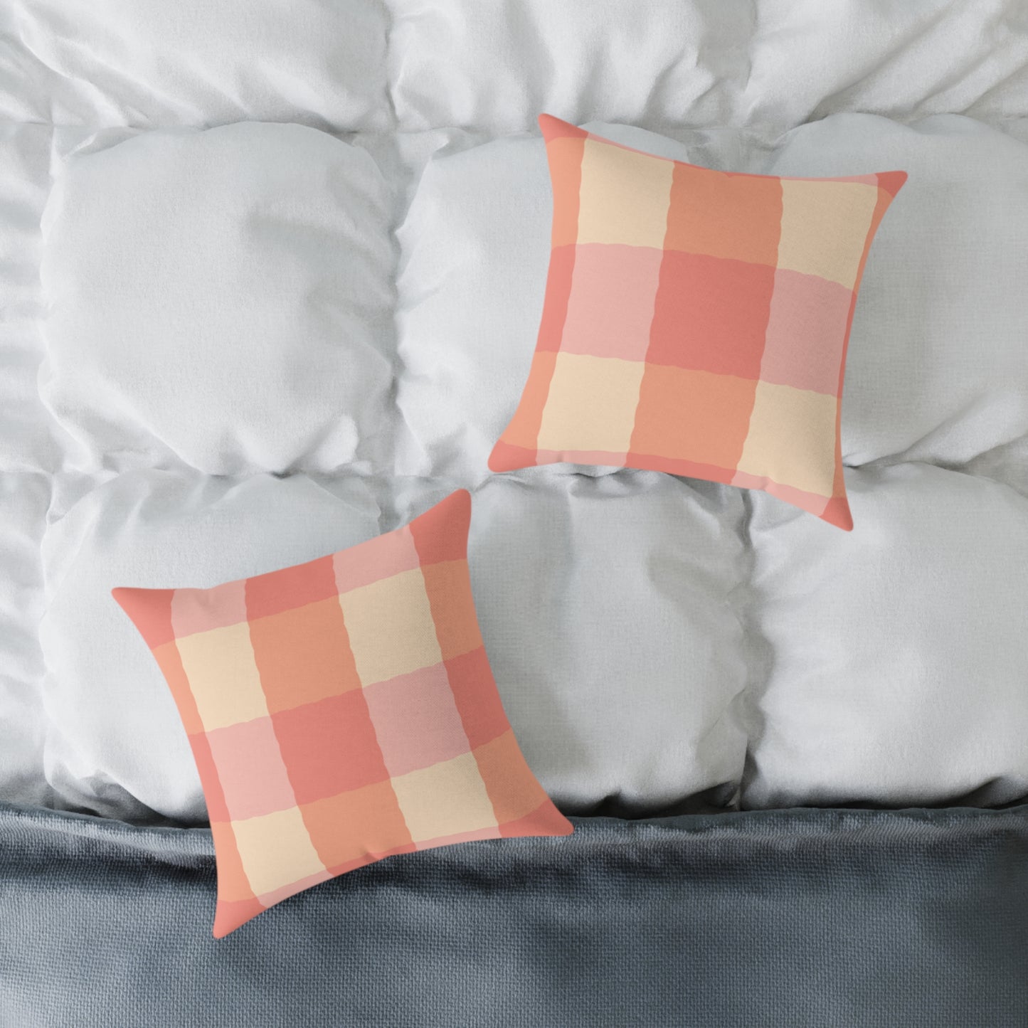 Joyful Gingham Pillow – Coral Pink Checkered Cushion for Cozy, Collected Homes  Layer with Heirloom Plum, Stillwater Check, or any of our art pillows for a warm, welcoming touch. Chic Checkered Pillow