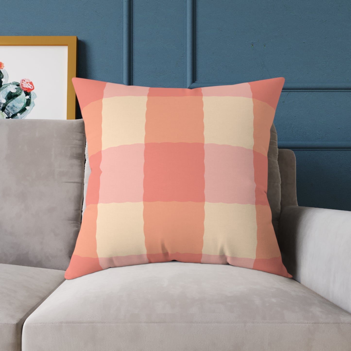 Joyful Gingham Pillow – Coral Pink Checkered Cushion for Cozy, Collected Homes  Layer with Heirloom Plum, Stillwater Check, or any of our art pillows for a warm, welcoming touch. Chic Checkered Pillow