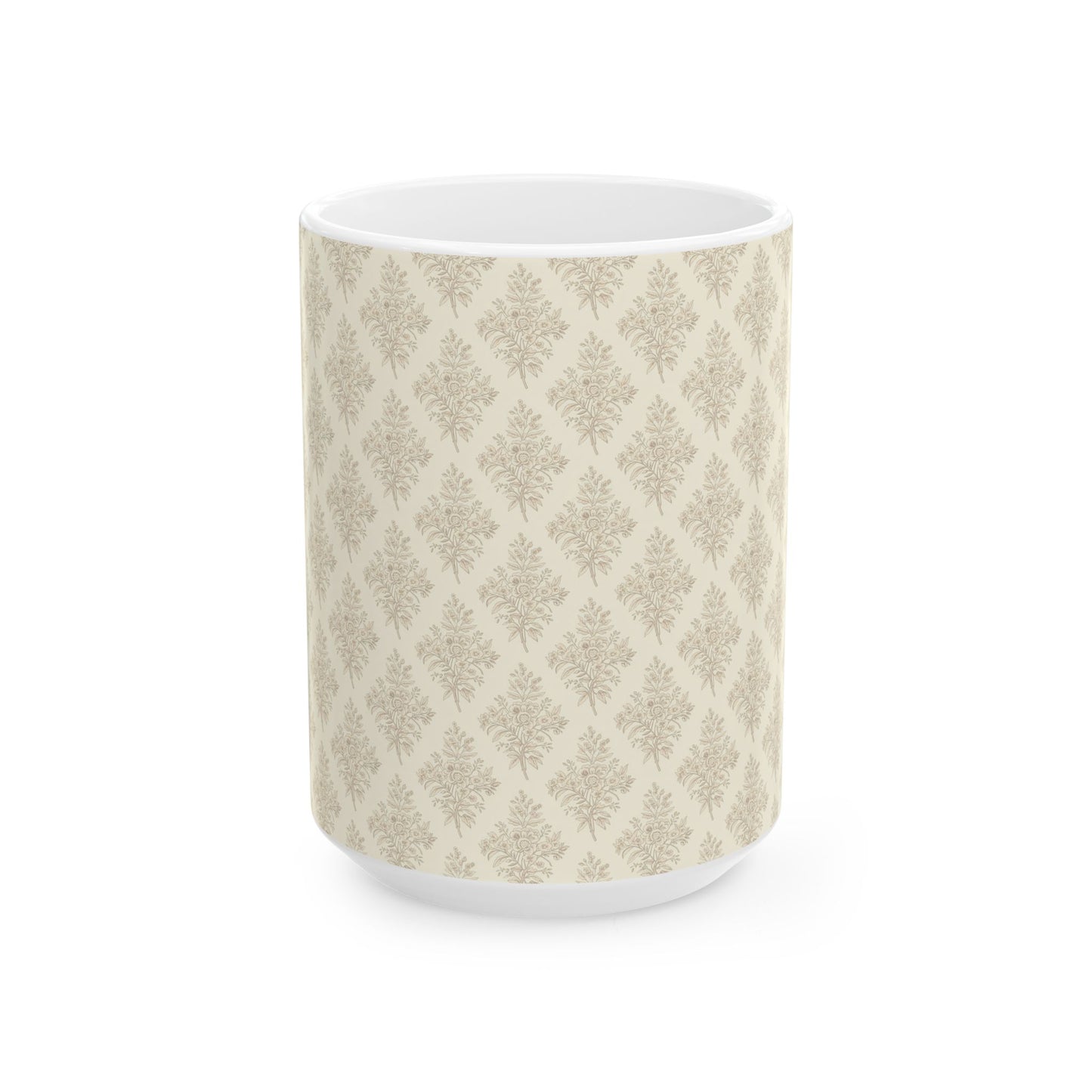Heirloom Botanical Mug | Soft Neutral Floral Coffee Cup