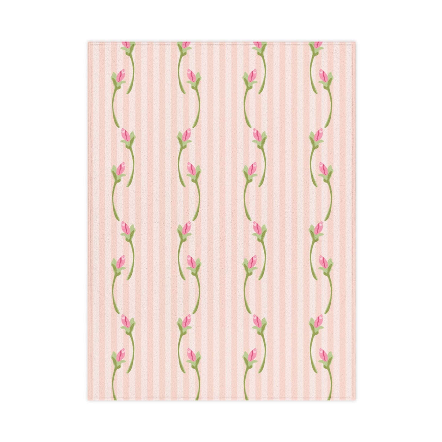Toddler Blanket — Pink Floral Stripe Baby Blanket for Nursery, Soft Cozy Gift