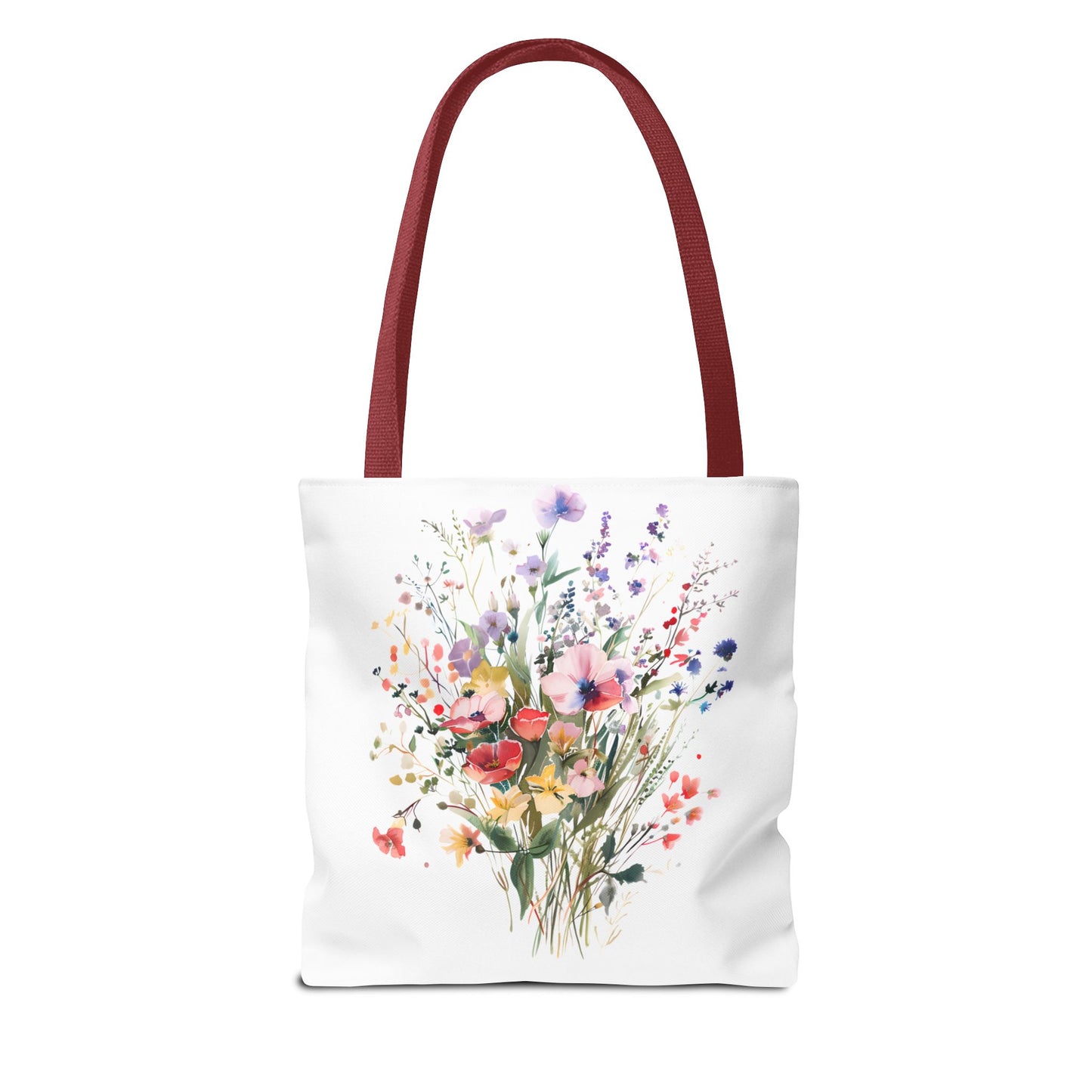 Floral Bouquet Tote Bag — Watercolor Wildflower Print, Lightweight Everyday Carry