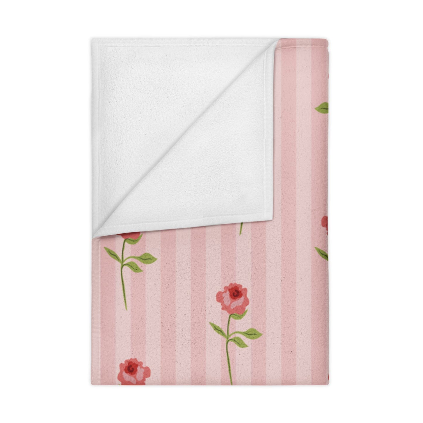 Pink Rose Stripe Toddler Blanket — Floral Baby Throw for Nursery & Gift