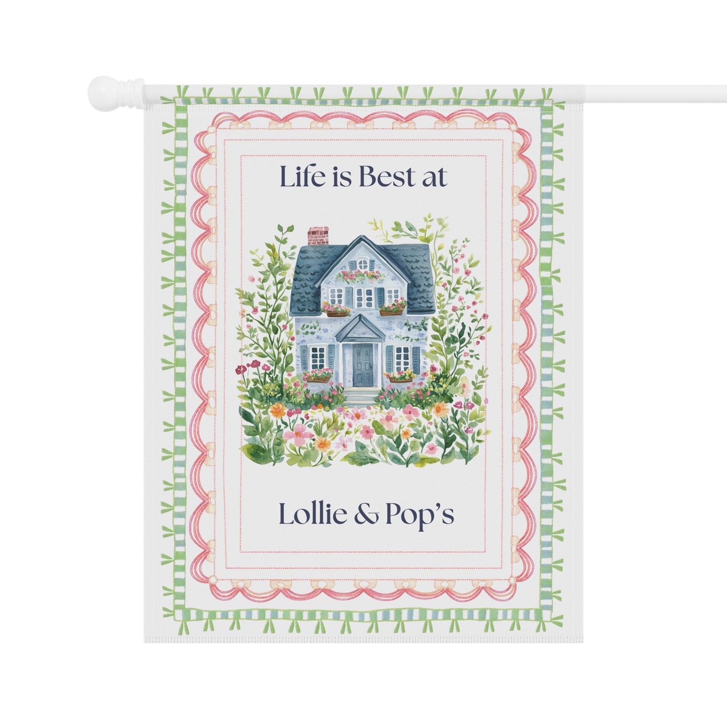Personalized Garden Flag — "Life is Best at" Cottage Yard Banner