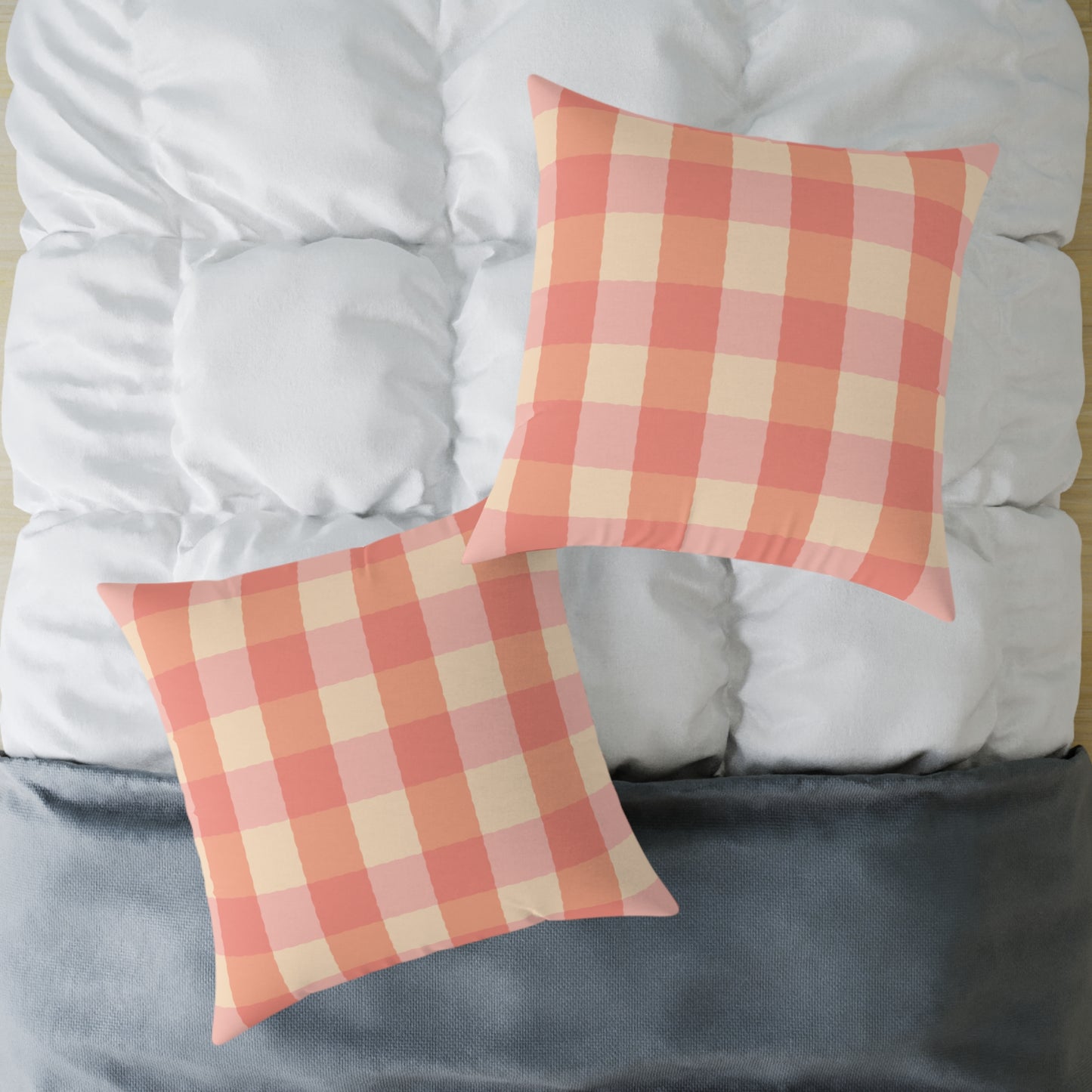 Joyful Gingham Pillow – Coral Pink Checkered Cushion for Cozy, Collected Homes  Layer with Heirloom Plum, Stillwater Check, or any of our art pillows for a warm, welcoming touch. Charming Checkered Throw Pillow, Cozy Home Decor