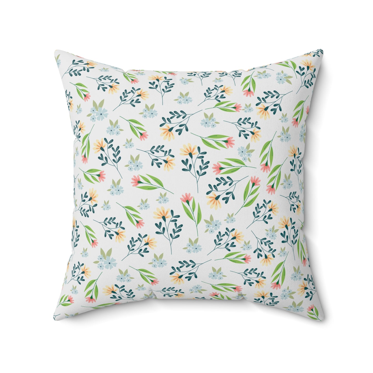 Floral Meadow Square Pillow — Pastel Botanical Throw Pillow