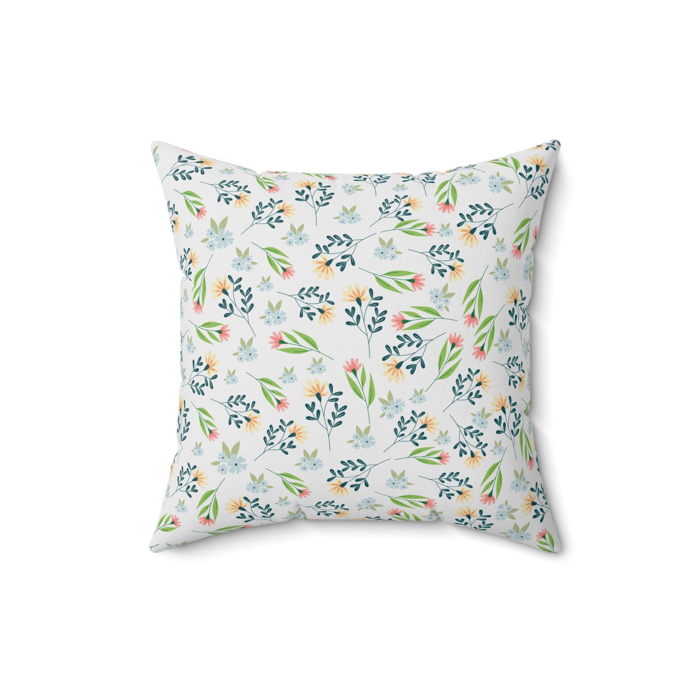 Floral Meadow Square Pillow — Pastel Botanical Throw Pillow