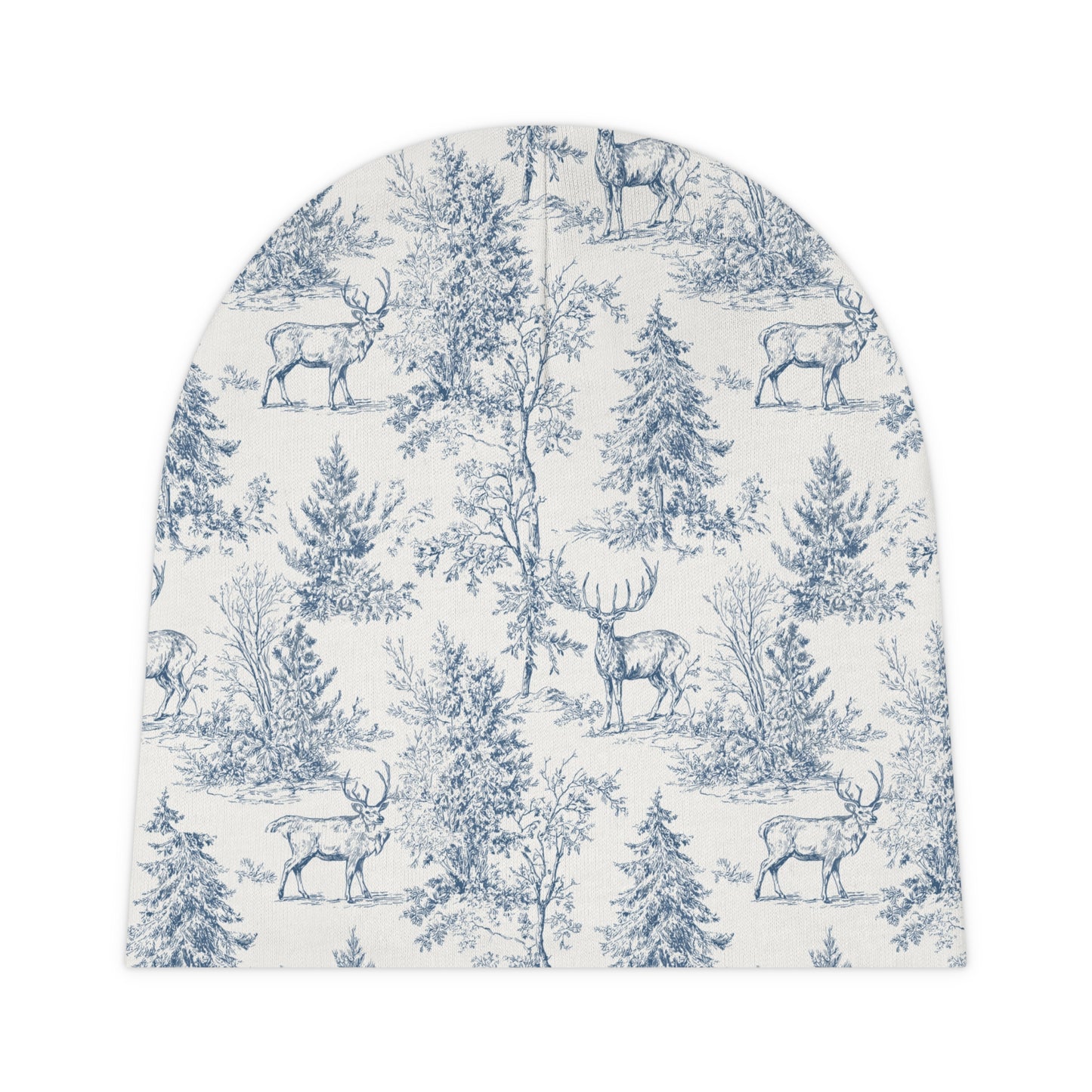 Woodland Toile Baby Beanie | Soft  Newborn Hat