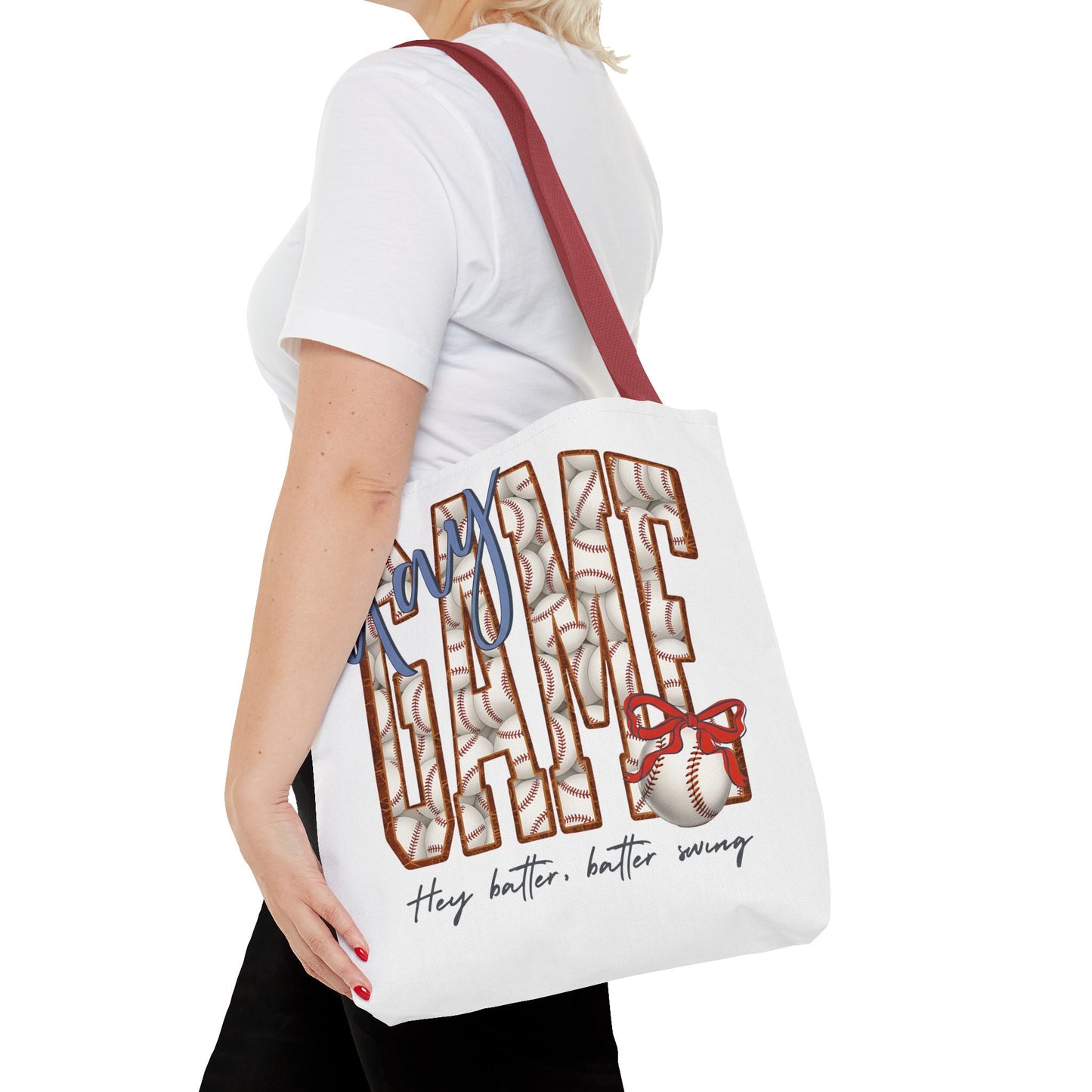 Mom Baseball Tote Bag — 'Hey Batter, Batter Swing'  Canvas Tote