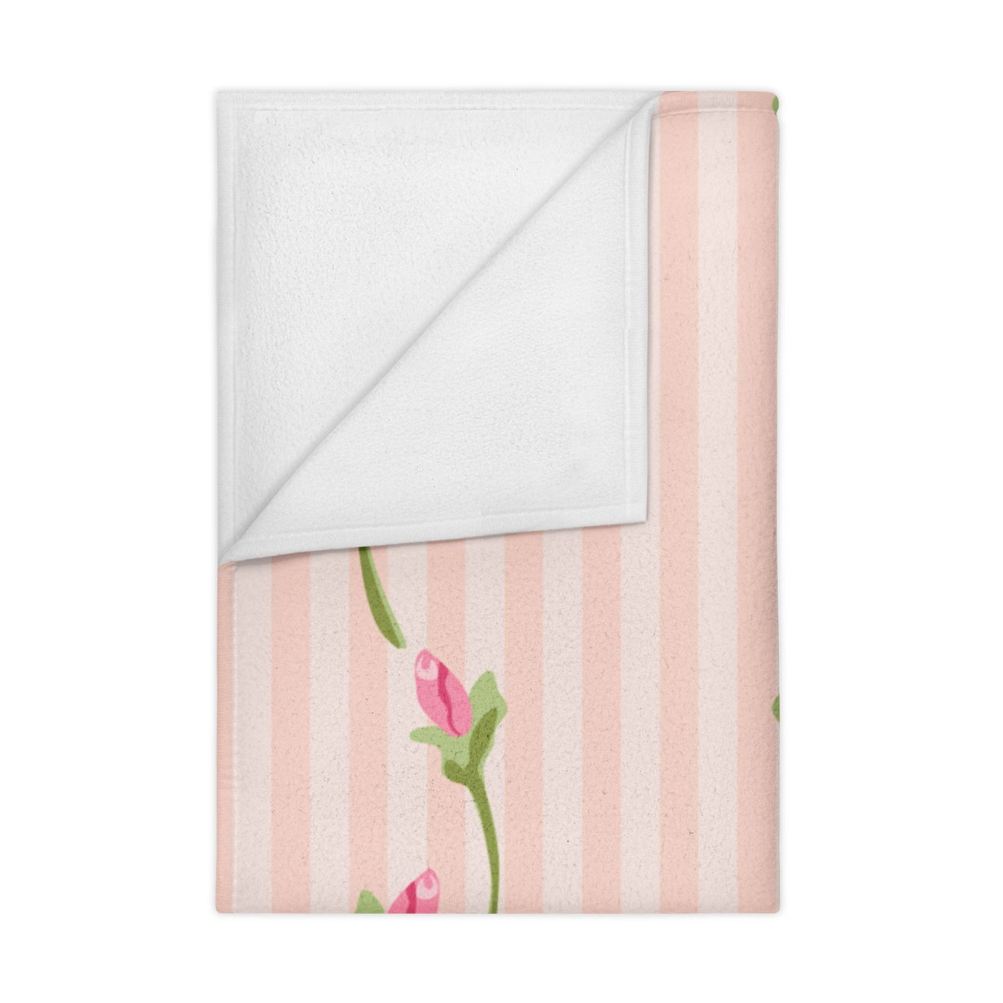Toddler Blanket — Pink Floral Stripe Baby Blanket for Nursery, Soft Cozy Gift