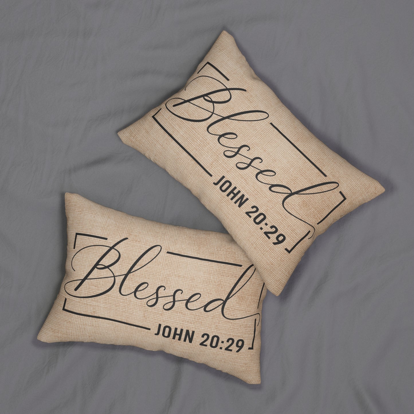 Blessed John 20:29 Lumbar Pillow — Rustic Scripture Home Decor