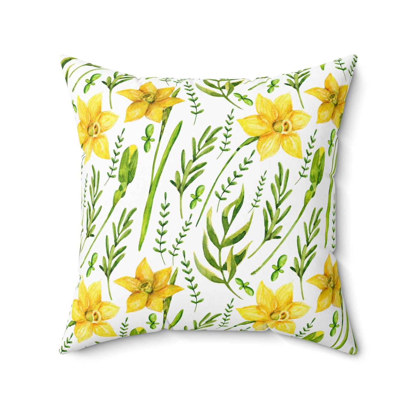 Daffodil Floral Pillow — Yellow Spring Floral Throw Pillow