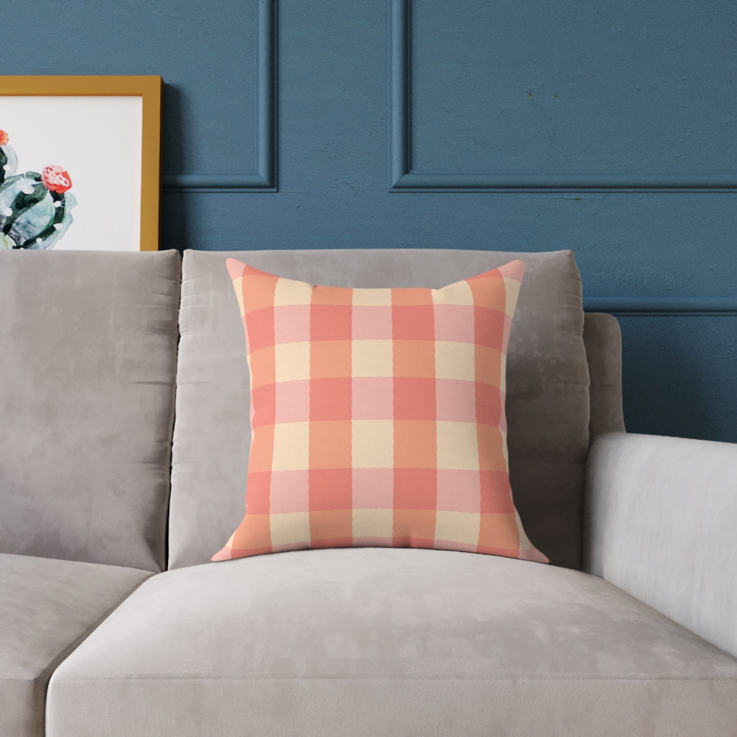 Joyful Gingham Pillow – Coral Pink Checkered Cushion for Cozy, Collected Homes  Layer with Heirloom Plum, Stillwater Check, or any of our art pillows for a warm, welcoming touch. Charming Checkered Throw Pillow, Cozy Home Decor