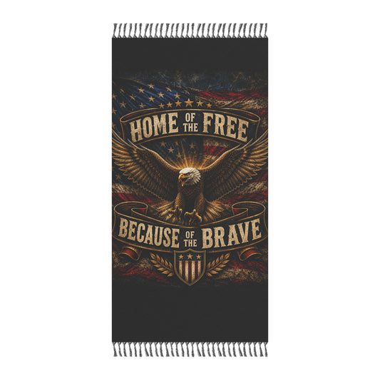 Patriotic Beach Towel — "Home of the Free Because of the Brave" Eagle Design