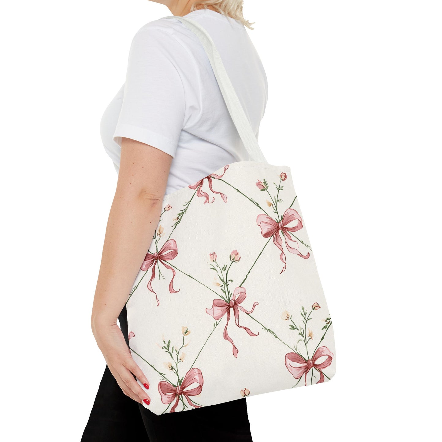 Bow Garden Cotton Tote Bag | Floral Bow Everyday Carryall