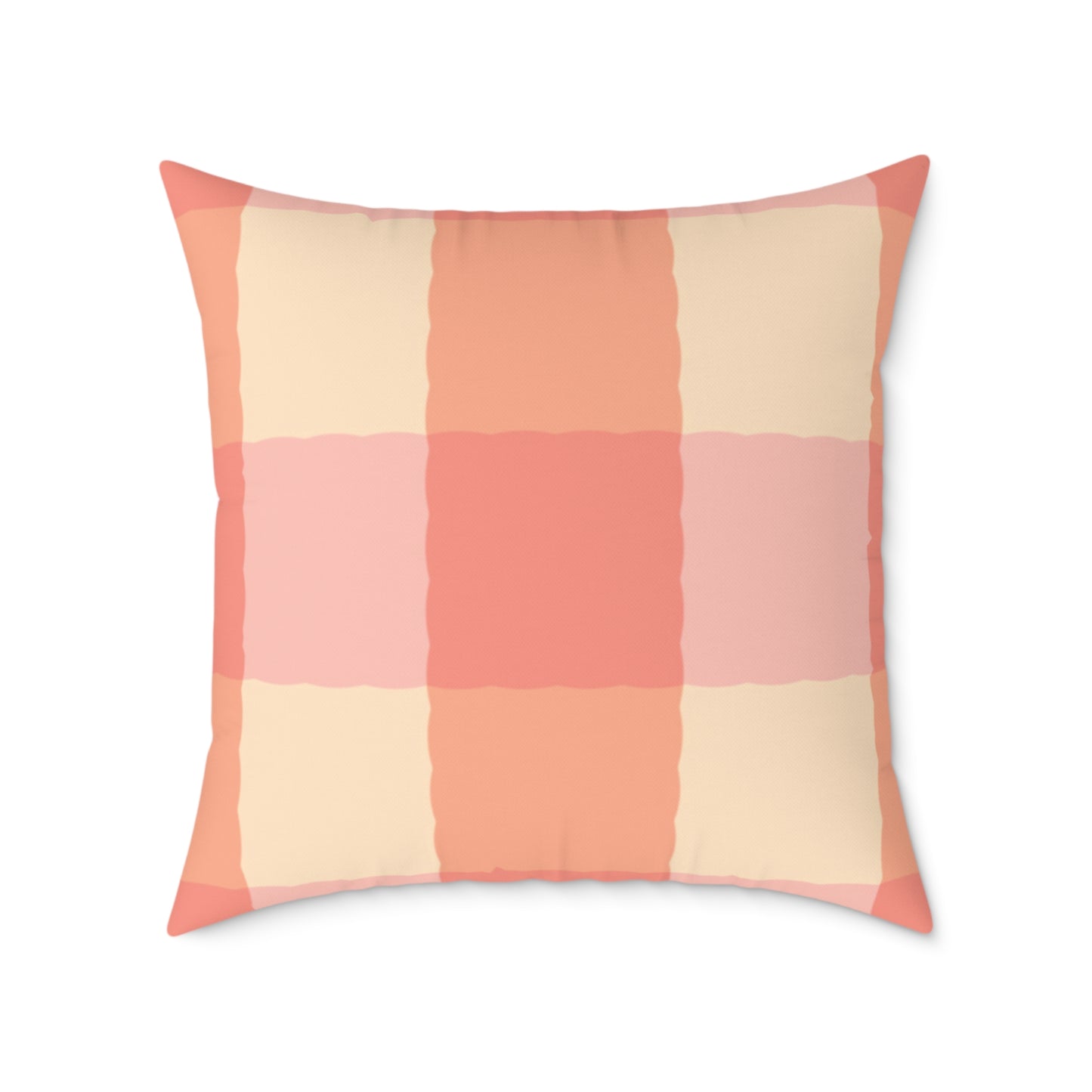 Joyful Gingham Pillow – Coral Pink Checkered Cushion for Cozy, Collected Homes  Layer with Heirloom Plum, Stillwater Check, or any of our art pillows for a warm, welcoming touch. Chic Checkered Pillow