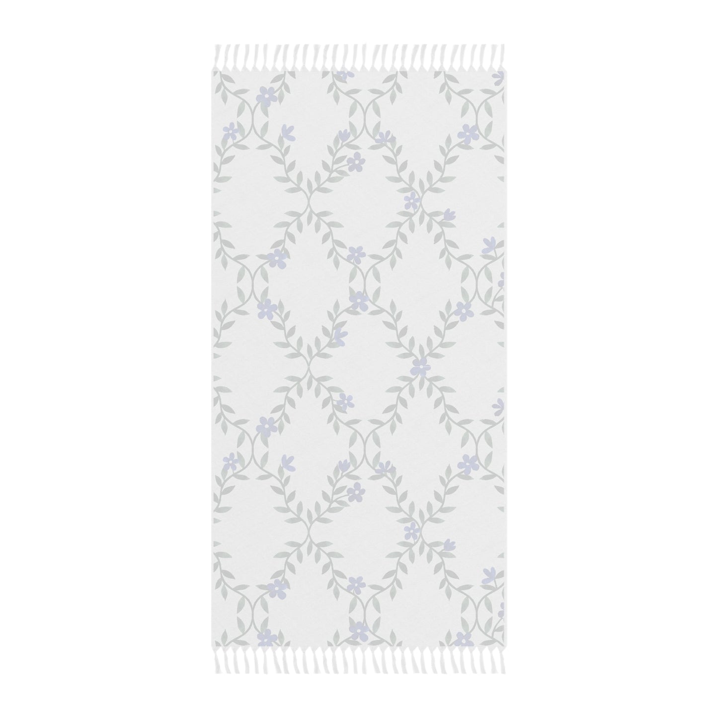 Spring & Summer blanket throw — Blue Vine Pattern Turkish Fringe Towel