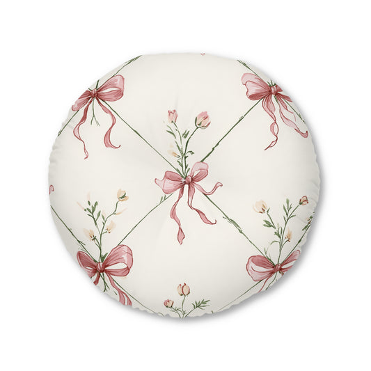 Bow Garden 30" Round Floor Pillow – Oversized Cotton Floor Cushion for Nurseries & Family Rooms