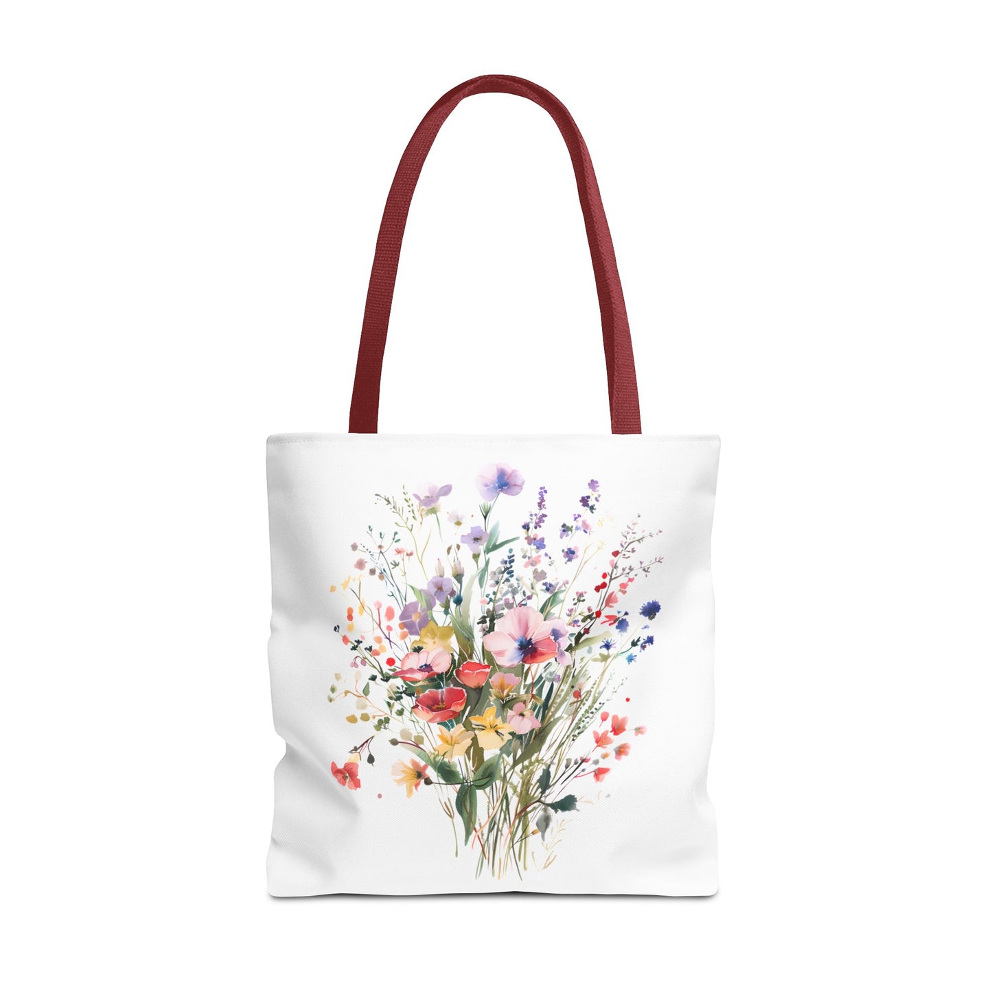 Floral Bouquet Tote Bag — Watercolor Wildflower Print, Lightweight Everyday Carry