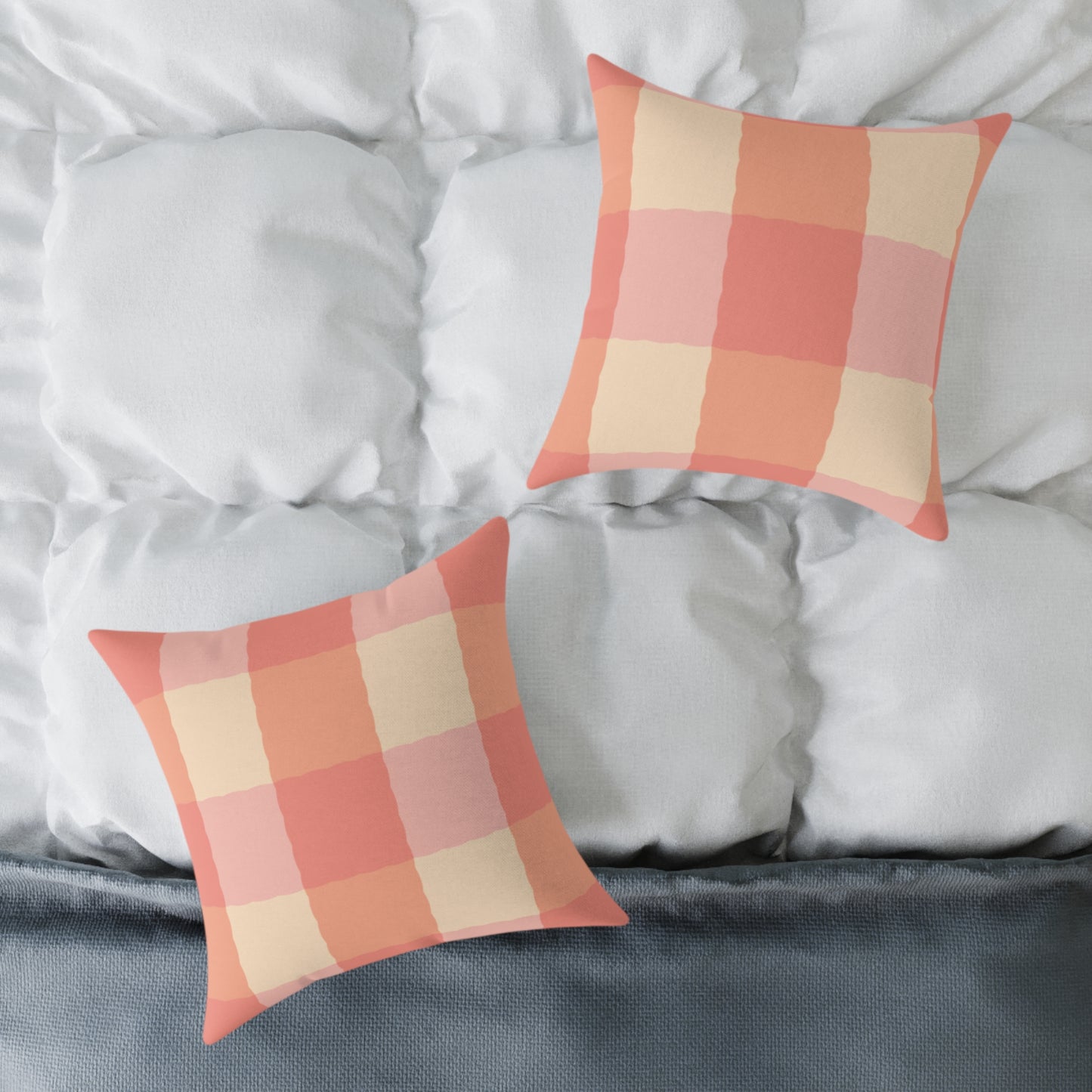 Joyful Gingham Pillow – Coral Pink Checkered Cushion for Cozy, Collected Homes  Layer with Heirloom Plum, Stillwater Check, or any of our art pillows for a warm, welcoming touch. Chic Checkered Pillow