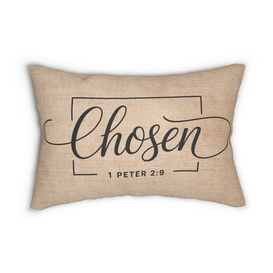 Peppermint’s Faith & Promise Pillows | Neutral Scripture Lumbar Pillows | Christian Home Decor Lumbar Pillow — "Chosen" 1 Peter 2:9