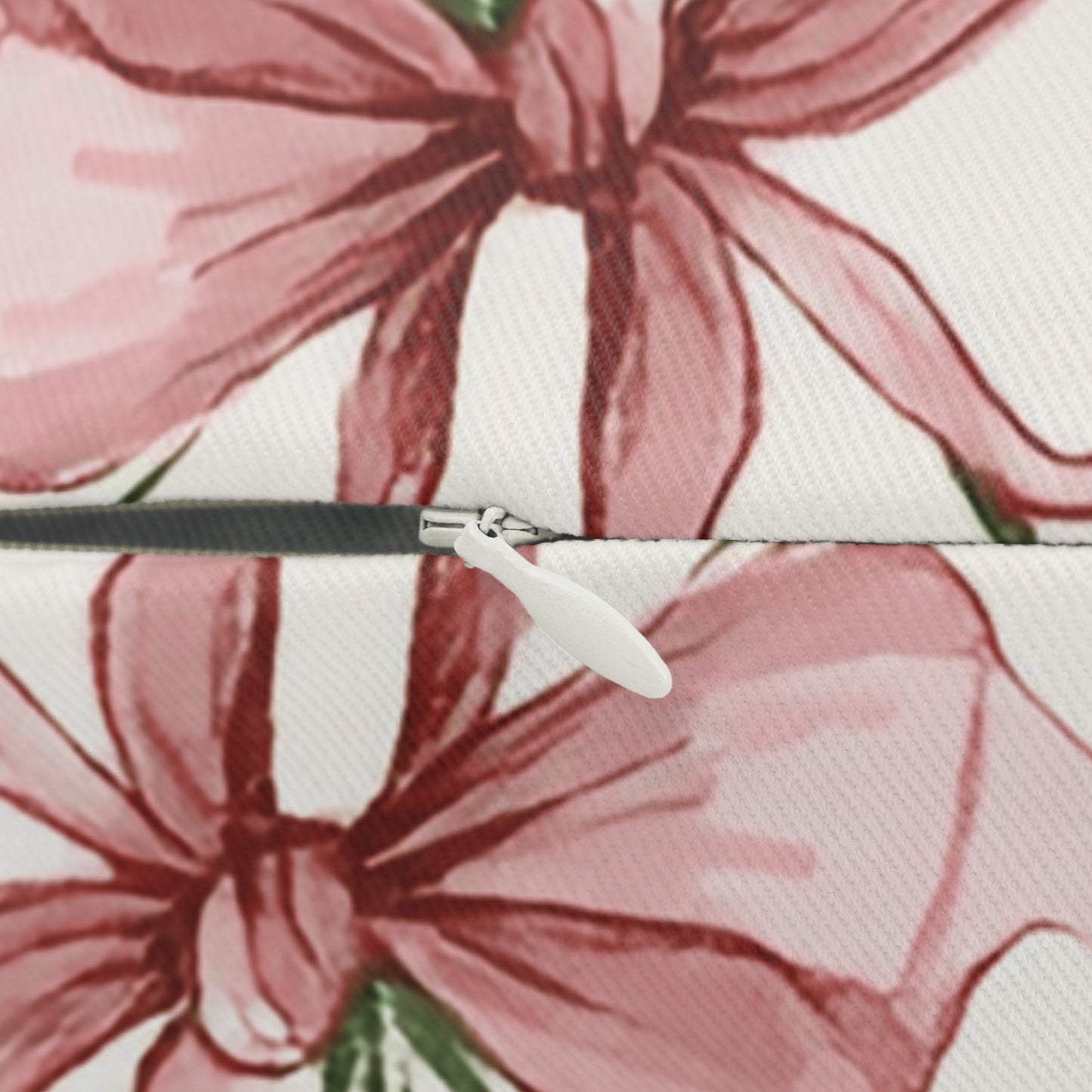 Bow Garden Lumbar Pillow – Soft Blush Floral & Ribbon Design