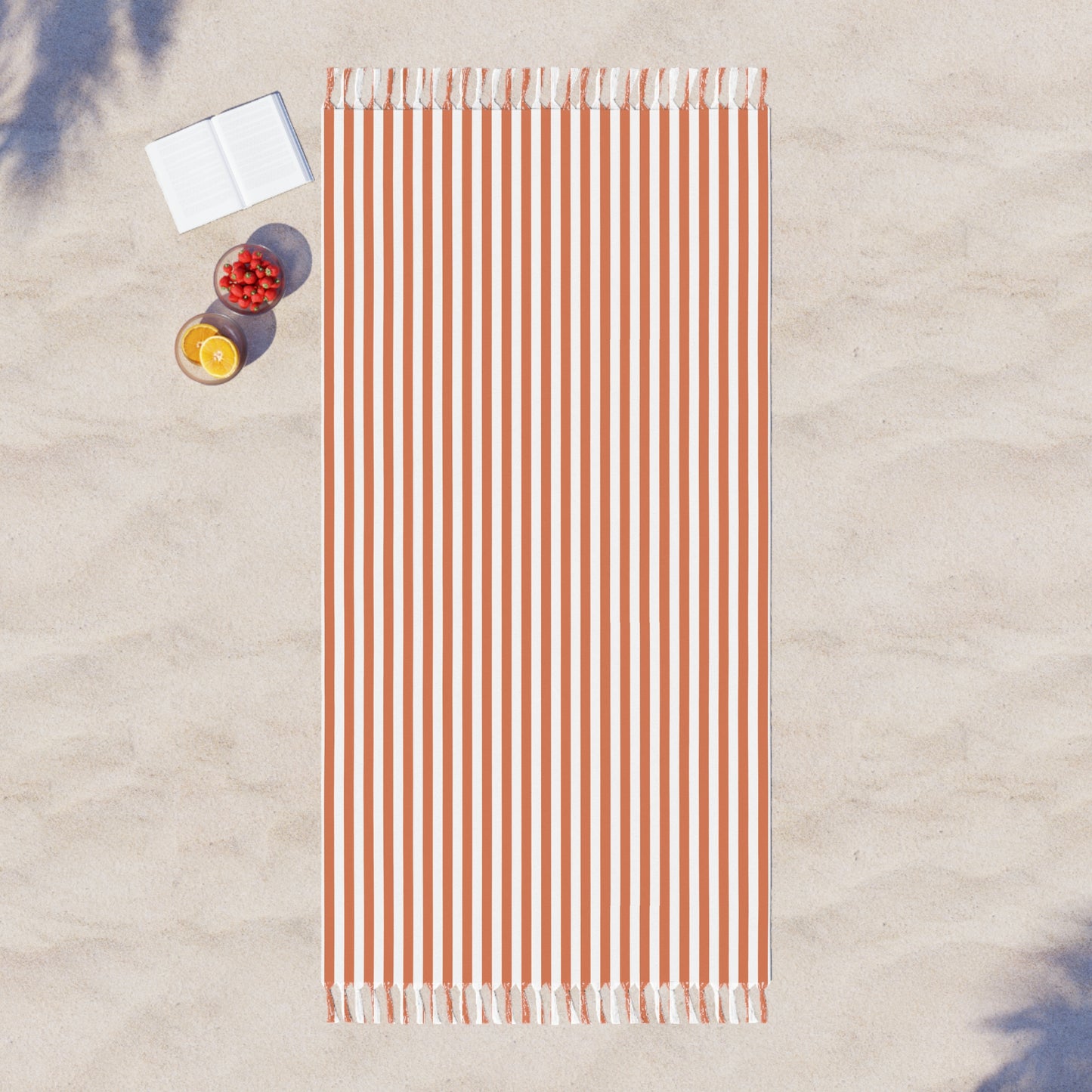 Boho Striped Spring & Summer Blanket Throw — Lightweight Turkish Cotton Fringe Towel