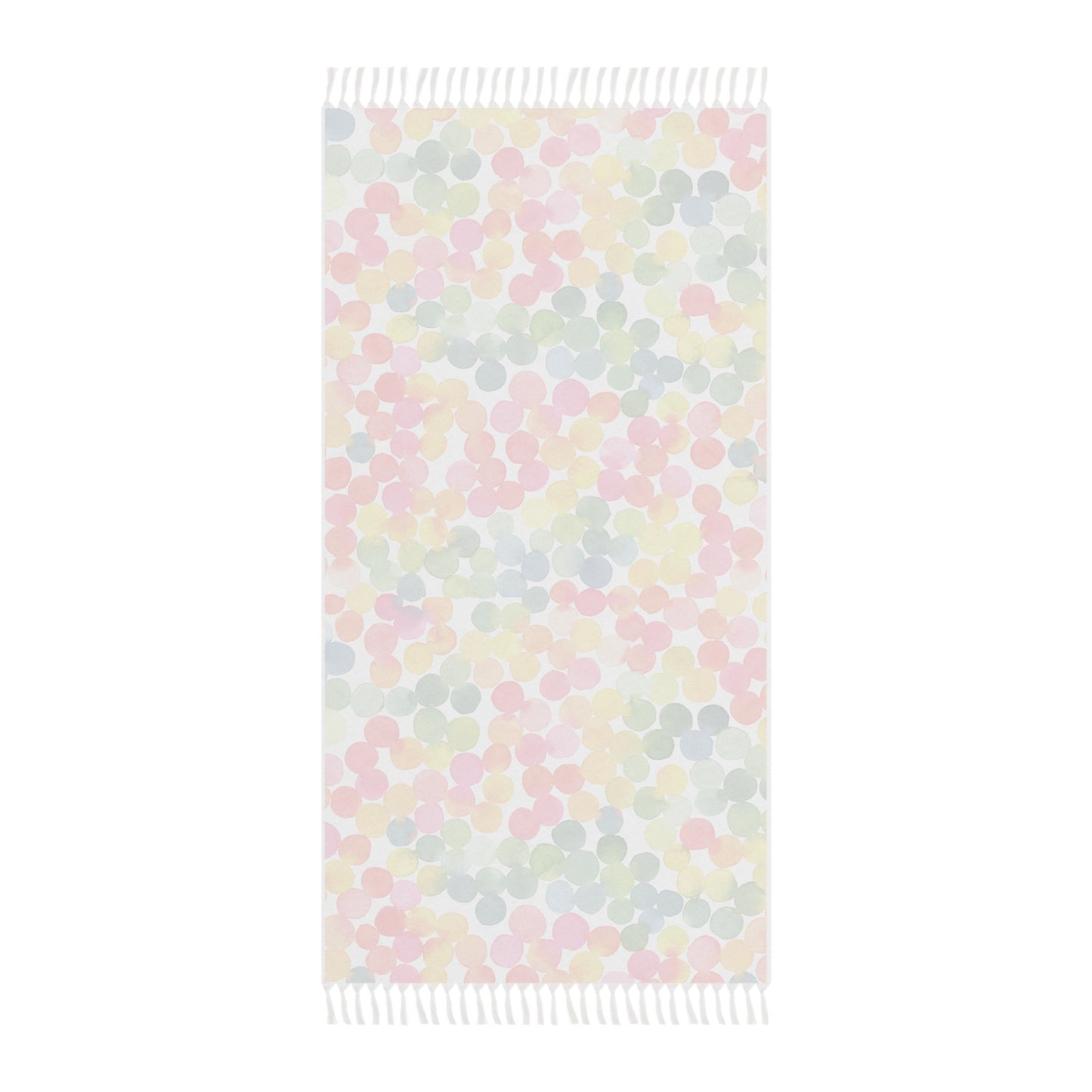 Boho Dot Spring & Summer Blanket Throw— Colorful Watercolor Fringe Beach Cloth