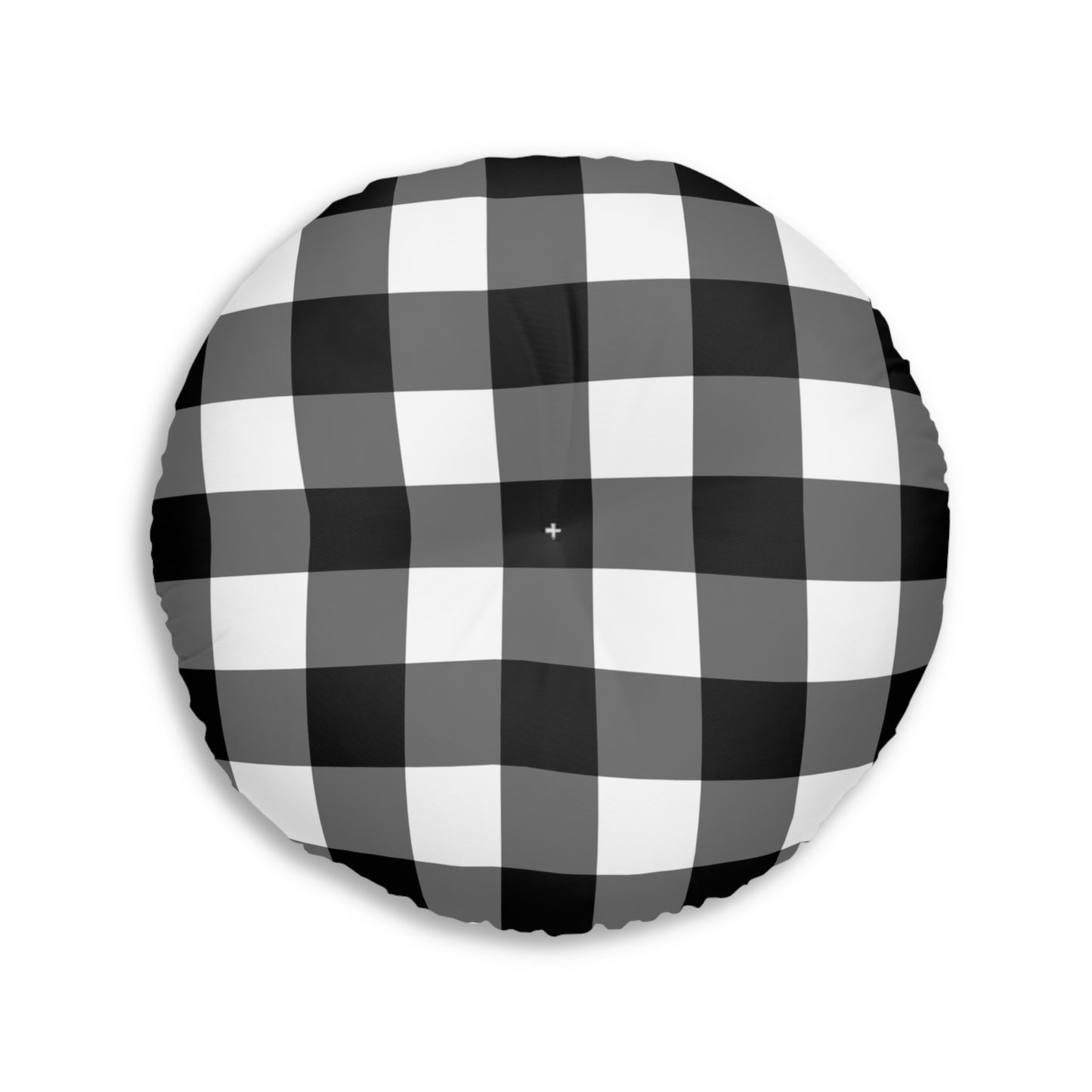 Cozy Tufted Floor Pillow, Stylish Round Cushion for Living Room, Home Decor Accent, Modern Seating, Buffalo Check Pattern