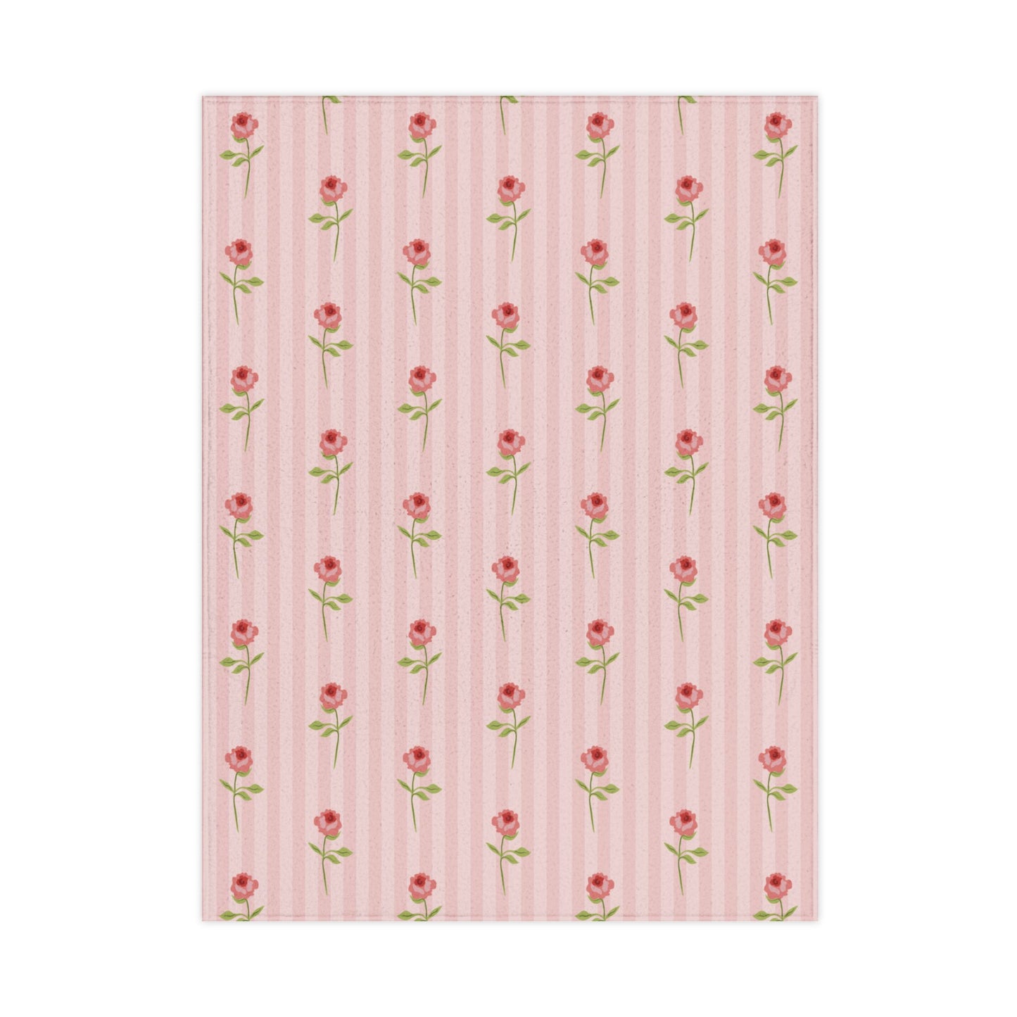 Pink Rose Stripe Toddler Blanket — Floral Baby Throw for Nursery & Gift