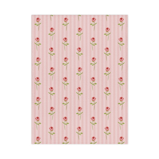 Pink Rose Stripe Toddler Blanket — Floral Baby Throw for Nursery & Gift