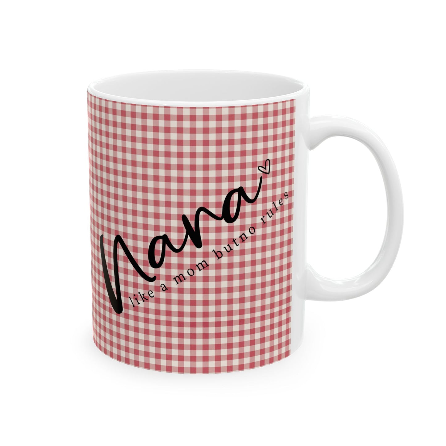 Gingham Ceramic Mug – Red Check Pattern Coffee Cup