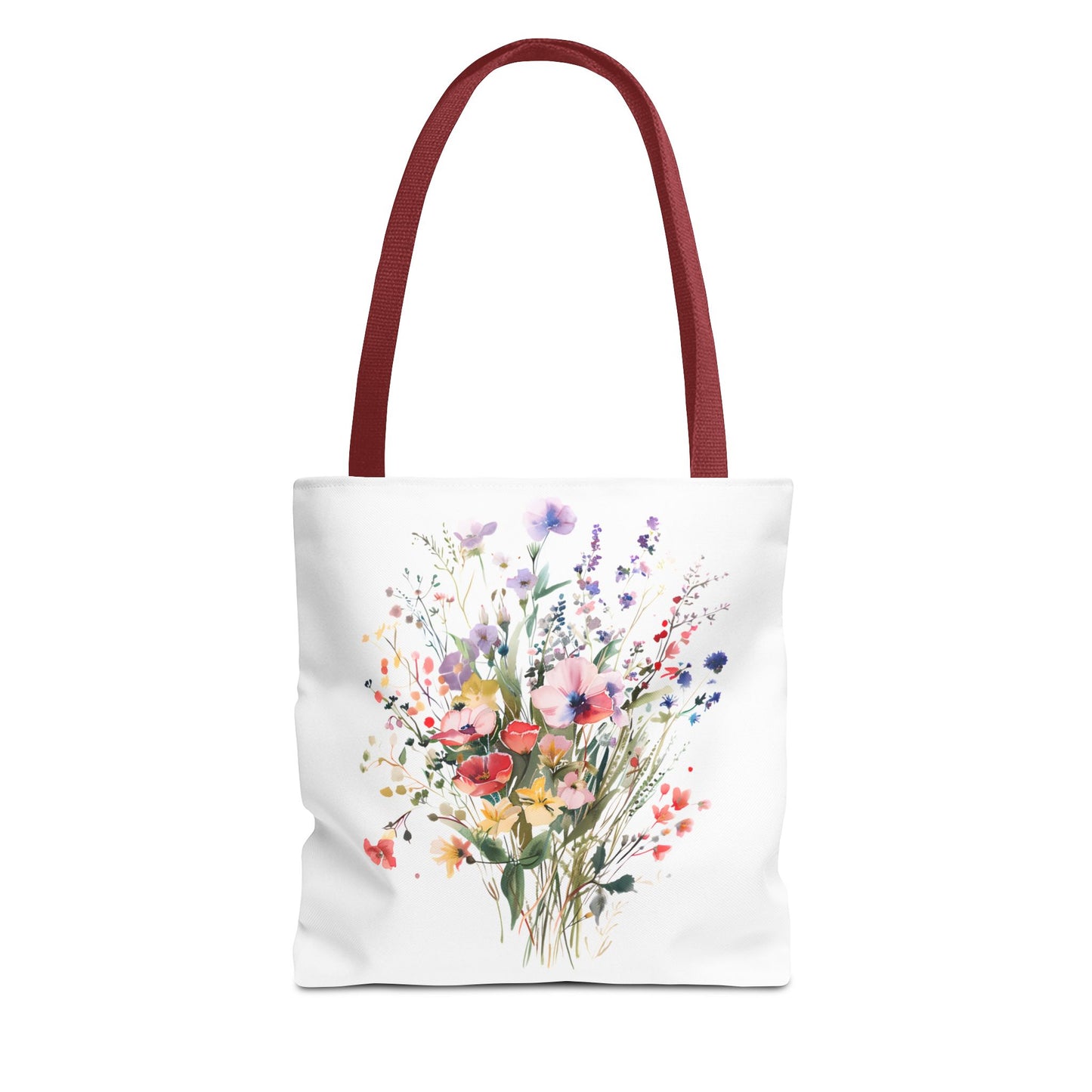 Floral Bouquet Tote Bag — Watercolor Wildflower Print, Lightweight Everyday Carry