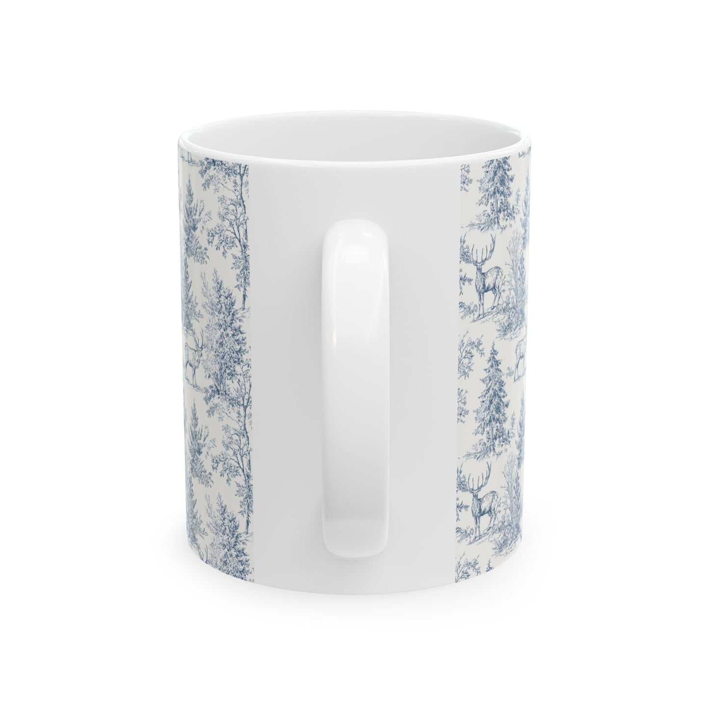 Peppermint’s Winterwood Tapestry Mug   Blue Toile Forest Pattern (11oz & 15oz)