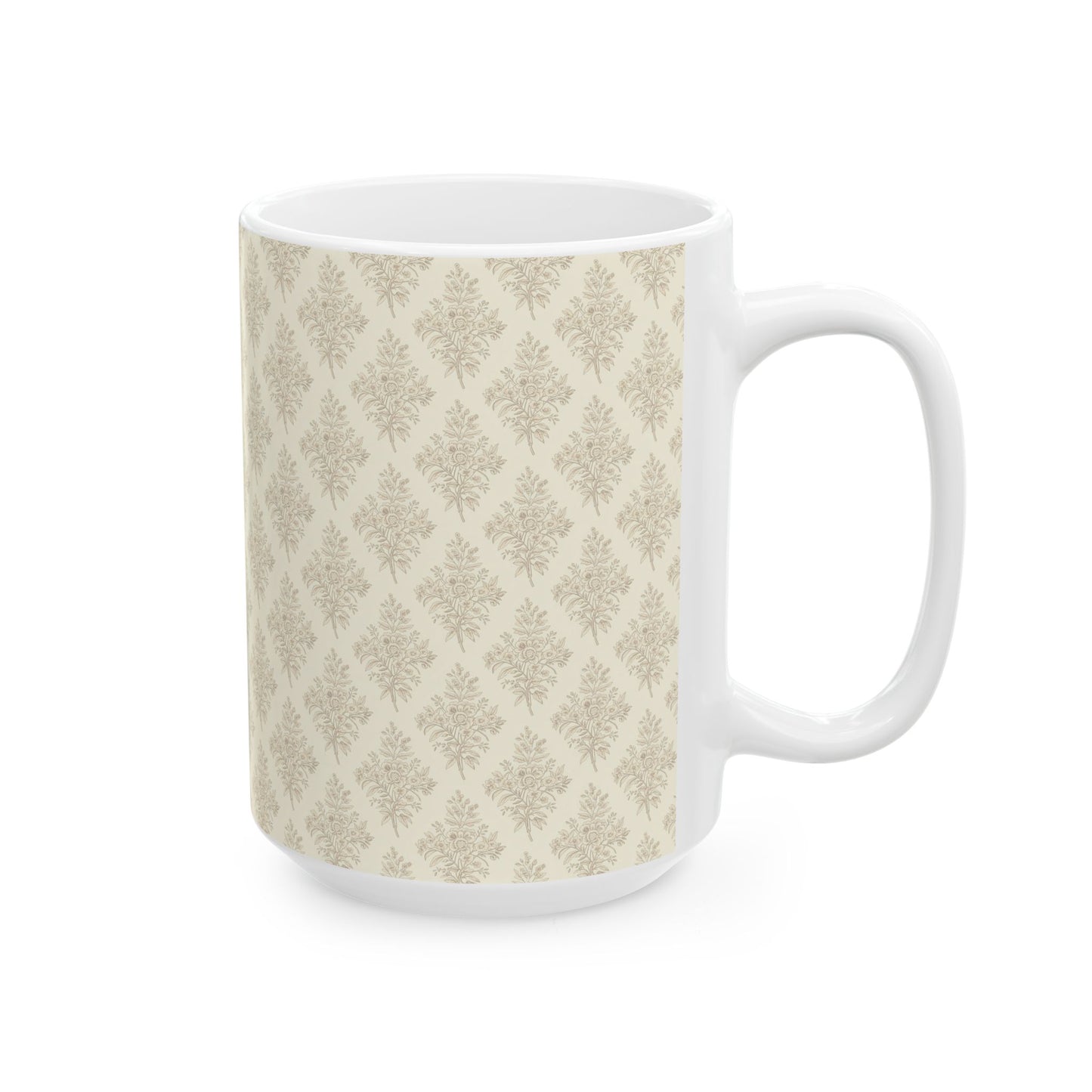 Heirloom Botanical Mug | Soft Neutral Floral Coffee Cup
