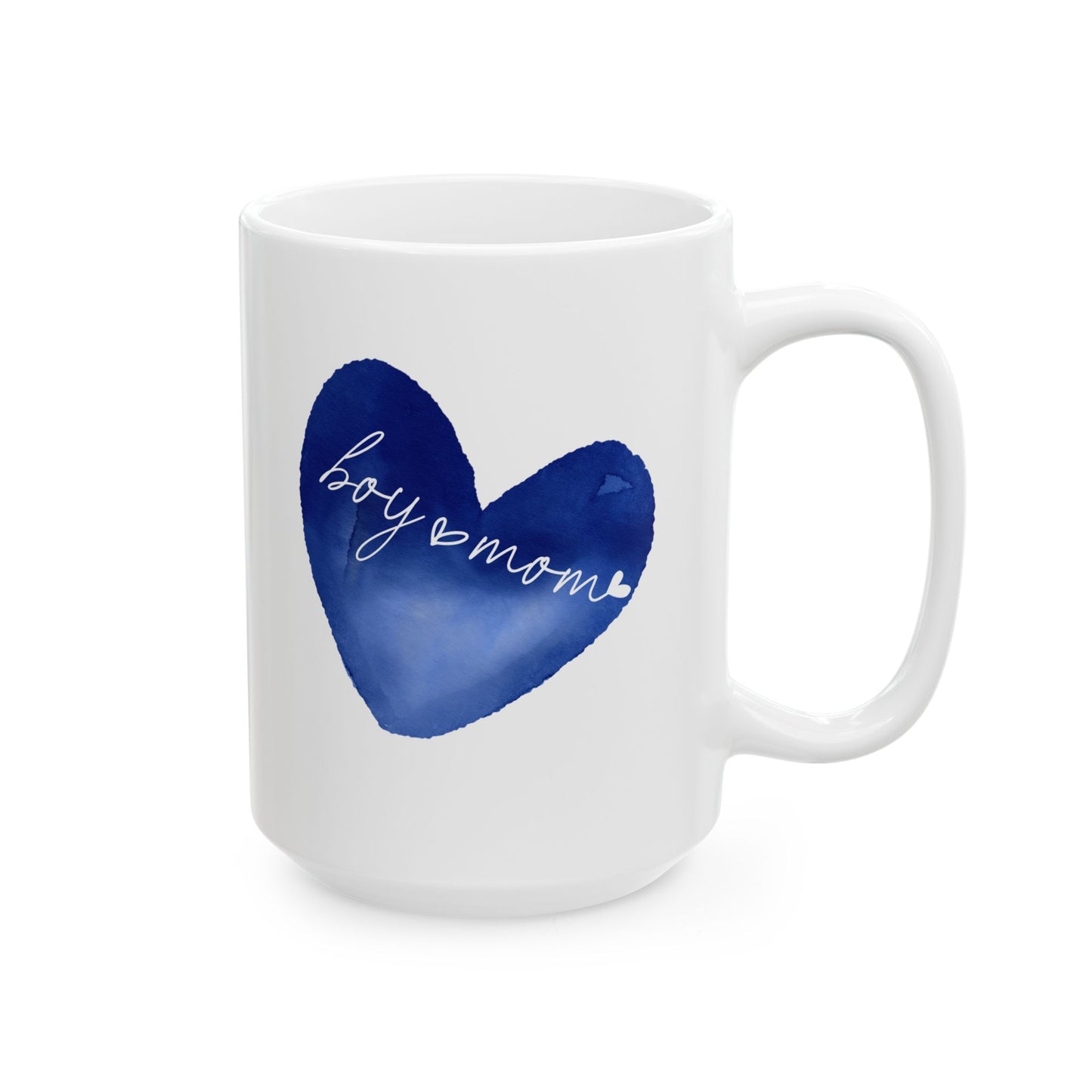 Boy Mom  Blue Heart Ceramic Mug –  Inspirational Coffee Cup (11oz, 15oz)