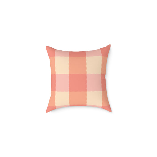 Joyful Gingham Pillow – Coral Pink Checkered Cushion for Cozy, Collected Homes  Layer with Heirloom Plum, Stillwater Check, or any of our art pillows for a warm, welcoming touch. Chic Checkered Pillow