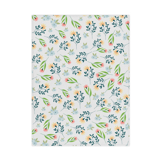 Floral Sprig Toddler Blanket — Soft Watercolor Botanical Baby Throw